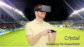  Presentation with virtual technology - Amazing presentation design having soccer match free - 3d technology virtual reality sport backdrop and a  colored foreground