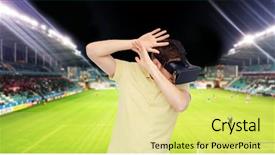  Presentation with virtual technology - Presentation theme having soccer match free - 3d technology virtual reality sport background and a  colored foreground