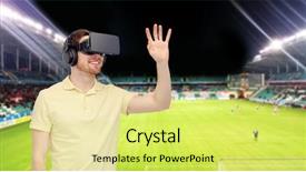  Presentation with virtual technology - PPT theme consisting of soccer match free - 3d technology virtual reality sport background and a  colored foreground
