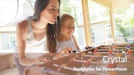  Presentation with family playing board game - Amazing slide deck having soccer mom - family playing foosball backdrop and a coral colored foreground