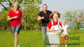  Presentation with football - Audience pleasing slides consisting of soccer mom - happy family playing football one backdrop and a gold colored foreground