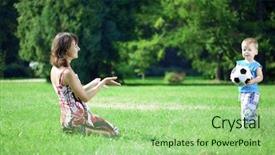  Presentation with family - Colorful theme enhanced with soccer mom - image of family mother backdrop and a mint green colored foreground