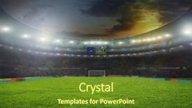  Presentation with stadium - Cool new slide deck with soccer music - stadium with fans the night backdrop and a tawny brown colored foreground