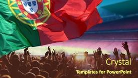  Presentation with soccer fans - Presentation theme enhanced with soccer-or-football-fans background and a tawny brown colored foreground