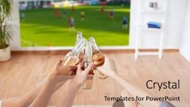  Presentation with projector - Slide set enhanced with soccer or football on projector background and a coral colored foreground