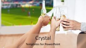  Presentation with sport - Presentation theme featuring soccer or football on projector background and a coral colored foreground