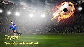  Presentation with football stadium - Amazing PPT layouts having soccer or football player is backdrop and a tawny brown colored foreground