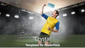  Presentation with team player - Amazing slide set having soccer-or-football-player-removing backdrop and a tawny brown colored foreground