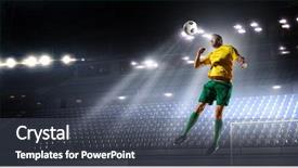  Presentation with soccer - Colorful PPT layouts enhanced with soccer palyer hit ball mixed backdrop and a dark gray colored foreground