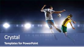  Presentation with soccer drils - Audience pleasing theme consisting of soccer palyers fighting for ball backdrop and a ocean colored foreground