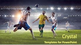  Presentation with football - Colorful theme enhanced with soccer player - football hottest moments backdrop and a tawny brown colored foreground