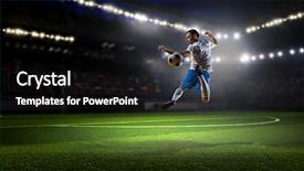  Presentation with sport - Beautiful presentation design featuring soccer player at sport arena backdrop and a black colored foreground