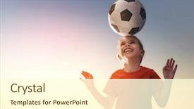  Presentation with football plays - Beautiful theme featuring soccer player girl plays football backdrop and a cream colored foreground