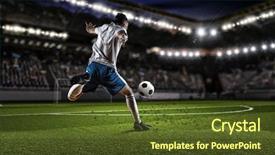  Presentation with red leather cricket ball hitting - Slides consisting of soccer player hitting ball background and a tawny brown colored foreground