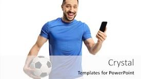  Presentation with soccer - Presentation enhanced with soccer-player-holding-a-ball background and a white colored foreground