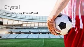  Presentation with rugby - Beautiful slide deck featuring soccer-player-holding-ball-against backdrop and a white colored foreground