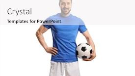  Presentation with football blue - Cool new presentation with soccer-player-in-a-blue backdrop and a white colored foreground