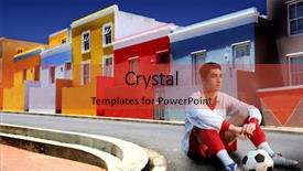  Presentation with street - Slides featuring soccer player in a colorful background and a  colored foreground