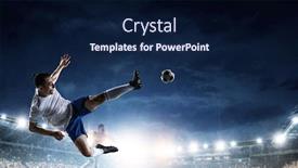  Presentation with stadium - Slides having soccer-player-in-action background and a navy blue colored foreground