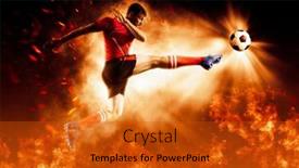  Presentation with fire - Presentation design with soccer-player-in-action background and a gold colored foreground