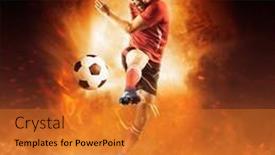  Presentation with soccer - Slide set having soccer-player-in-action background and a gold colored foreground