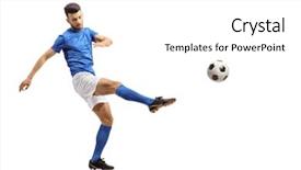  Presentation with soccer - PPT theme enhanced with soccer player kicking a football background and a white colored foreground
