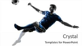  Presentation with professional tennis player athlete man - Slide set enhanced with soccer player man playing kick background and a white colored foreground
