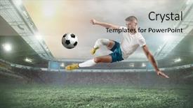  Presentation with sporty - Audience pleasing slide deck consisting of soccer player on a football backdrop and a soft green colored foreground
