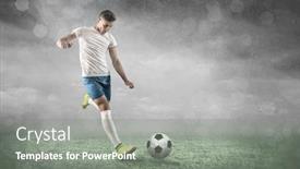  Presentation with shooting - PPT layouts featuring soccer player on a football background and a gray colored foreground