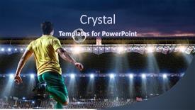  Presentation with stadium - Audience pleasing presentation theme consisting of soccer-player-on-stadium backdrop and a navy blue colored foreground