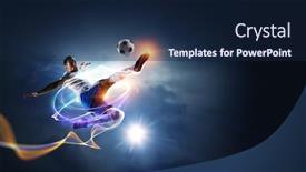  Presentation with sales action plan - Amazing presentation having soccer-player-on-stadium backdrop and a navy blue colored foreground