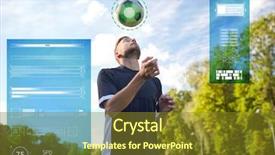  Presentation with football field - Slide set featuring sport football training and people background and a tawny brown colored foreground