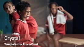  Presentation with locker room - Colorful slides enhanced with soccer-player-preparing-for-game backdrop and a tawny brown colored foreground