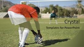  Presentation with penalty - Presentation featuring soccer player preparing for penalty background and a yellow colored foreground