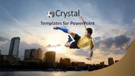  Presentation with multi sports soccer football basketball - Colorful slides enhanced with soccer player shooting a football backdrop and a light blue colored foreground