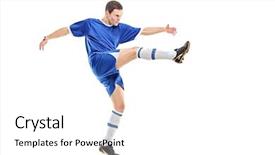  Presentation with shooting - PPT theme enhanced with soccer player shooting isolated background and a  colored foreground