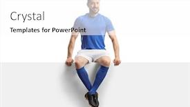  Presentation with soccer - Presentation design featuring soccer-player-sitting background and a white colored foreground