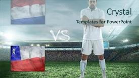 Presentation with teams - PPT theme enhanced with soccer player stay at field game holland and chili national teams background and a light blue colored foreground