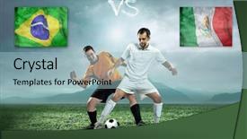  Presentation with teams - Beautiful presentation design featuring grand opening flag - soccer player stay at field backdrop and a light blue colored foreground