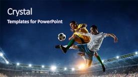  Presentation with stadium - Theme with soccer players at stadium mixed background and a navy blue colored foreground