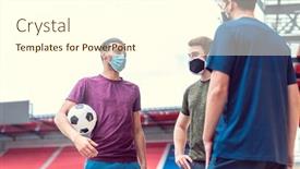  Presentation with masks - Presentation theme having soccer-players-during-training-session background and a cream colored foreground