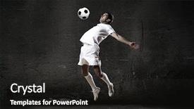  Presentation with football plays - Presentation consisting of soccer players equipment - football player kicking ball background and a dark gray colored foreground