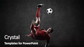  Presentation with football - Cool new slide set with soccer players equipment - football player kicking ball backdrop and a  colored foreground