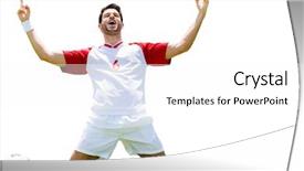  Presentation with football play diagram - Amazing presentation design having soccer players equipment - front view of football player backdrop and a  colored foreground