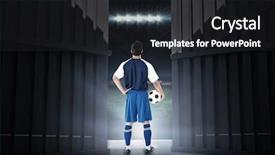  Presentation with football lights - Audience pleasing presentation design consisting of soccer players equipment - rear view of football player backdrop and a dark gray colored foreground