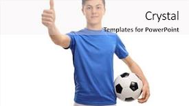  Presentation with football play diagram - PPT layouts with soccer players equipment - teenage football player making background and a white colored foreground