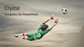  Presentation with equipment - Colorful presentation design enhanced with soccer players equipment - ward off backdrop and a light gray colored foreground