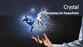  Presentation with soccer - Slide deck having soccer players fighting for ball background and a tawny brown colored foreground