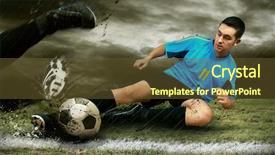  Presentation with green soccer field sport - PPT theme having soccer players on the field background and a  colored foreground