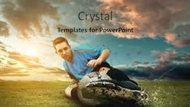  Presentation with soccer field - Audience pleasing slide deck consisting of soccer-players-on-the-field backdrop and a coral colored foreground